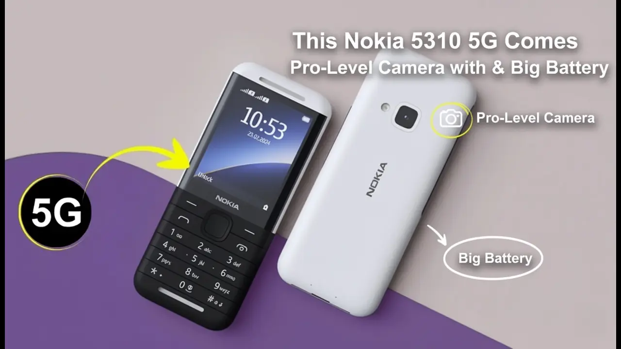 Nokia 5310 5G smartphone image, Nokia 5310 5G with 108MP camera, Nokia 5310 5G big battery phone, New Nokia 5310 5G stylish design, Nokia 5310 5G 5G connectivity mobile, Nokia 5310 5G latest Android smartphone
