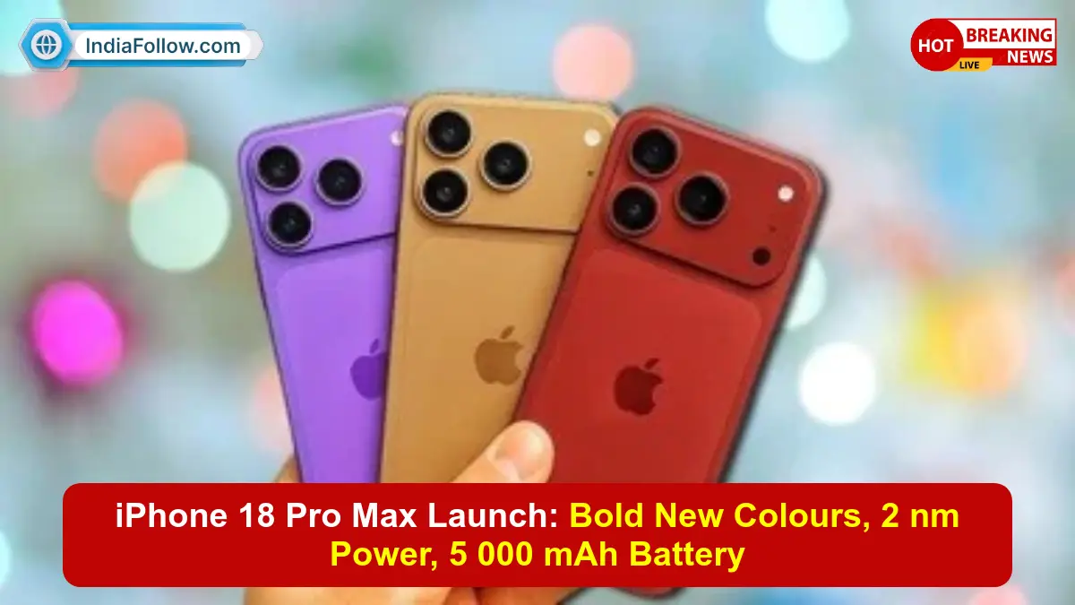 iPhone 18 Pro Max, iPhone 18 Pro Max colours, iPhone 18 Pro Max launch date, iPhone 18 Pro Max specs, A20 Pro chip, 2 nm processor, 5000 mAh battery iPhone