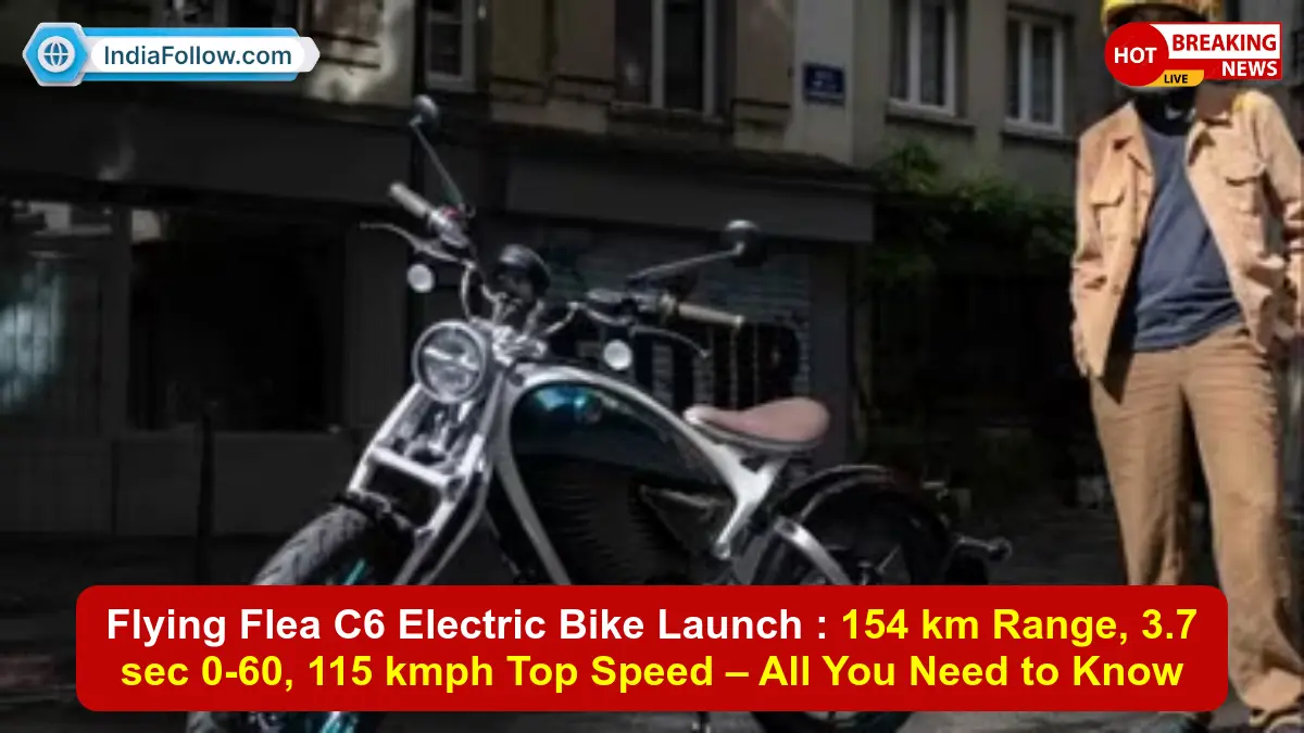 royal enfield electric bike, flying flea c6, royal enfield first electric bike, 154 km range electric bike, april 10 launch, 3.7 sec 0-60, 115 kmph top speed, 124 kg weight, electric bike india 2025